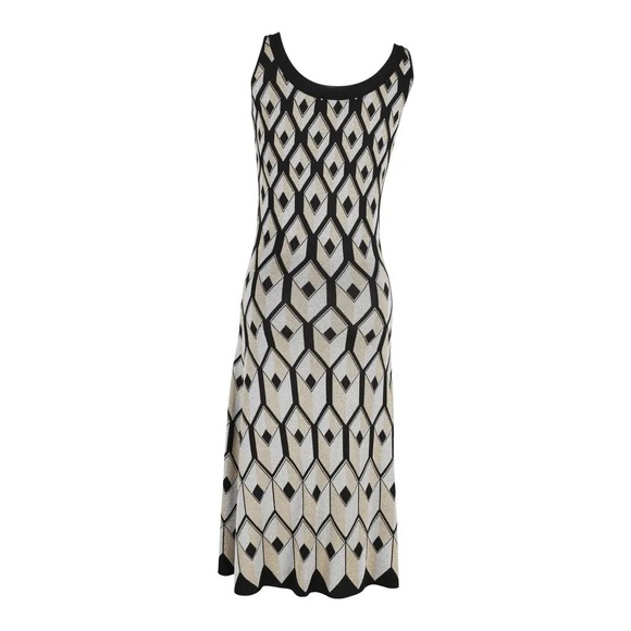 Paco Rabanne Geometric-Intarsia Metallic-Weave
Midi Dress In Multicolour Viscose - Picture 3 of 9